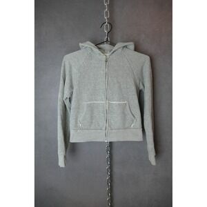SIMON‎ MILLER Grey Zip Up Hoodie Sweatshirt Size 1 Cotton Distressed Pockets